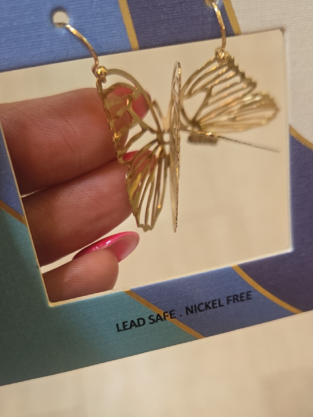 New House of Harlow 1960 Golden Butterfly Dangle Earrings - Picture 7 of 7